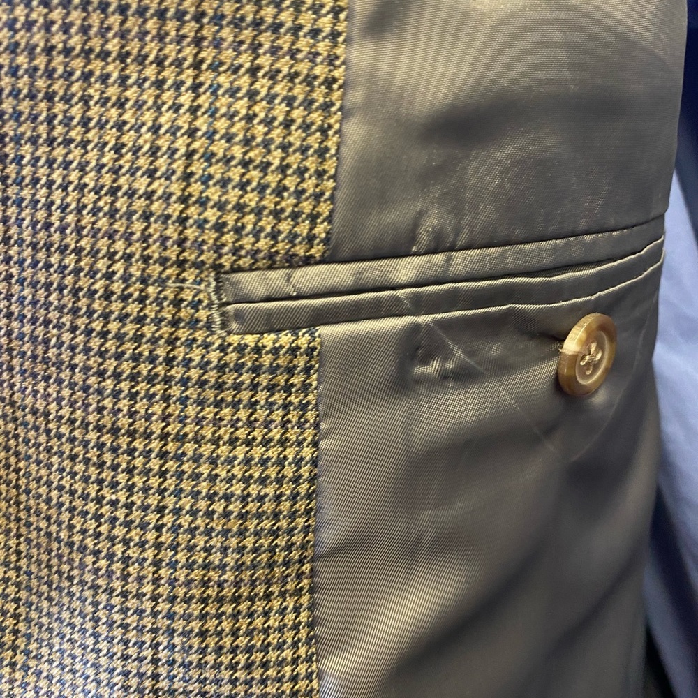 Chaps Gray Micro-Checkered Single Vent Blazer 46r - image 5